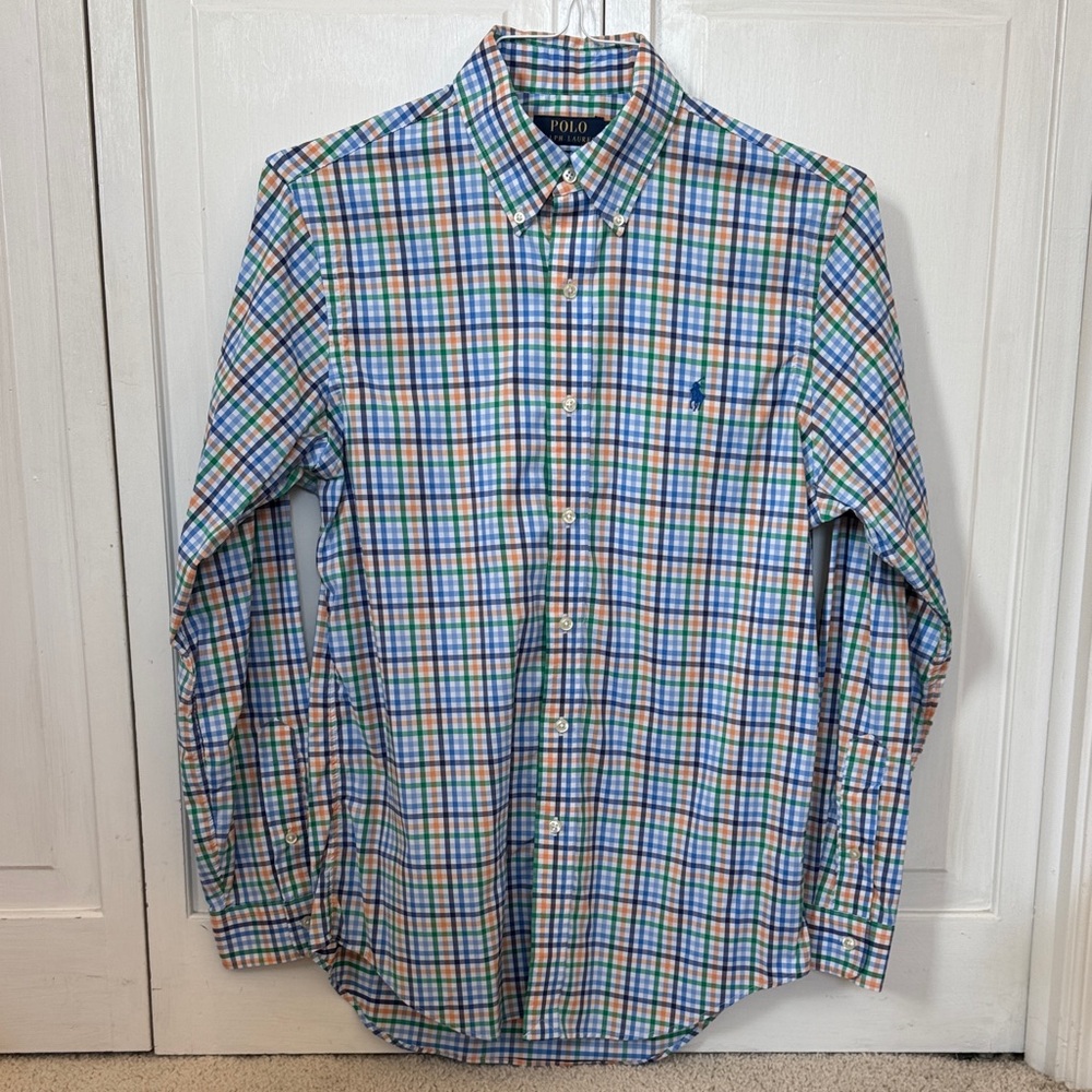 Polo by Ralph Lauren Blue, Green, Orange & White Plaid Button-Down Shirt